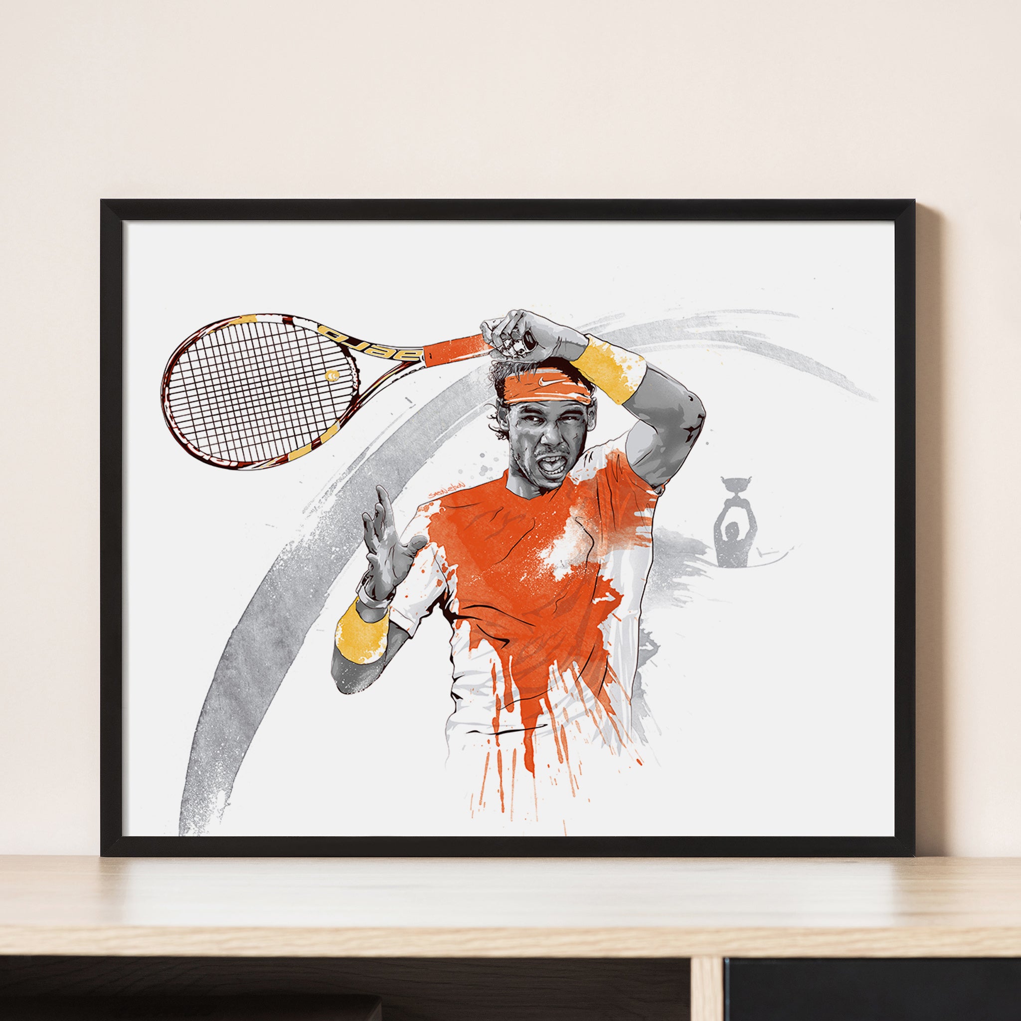 Nadal poster Illustrated Tennis Poster Print - Watercolour Sports Art - Tennis Fan Art Gift