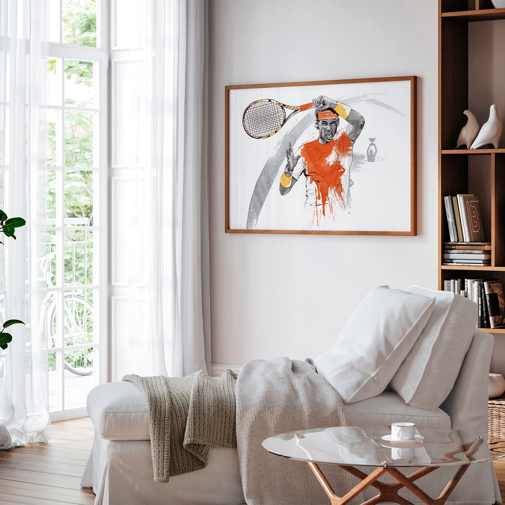 Nadal poster Illustrated Tennis Poster Print - Watercolour Sports Art - Tennis Fan Art Gift