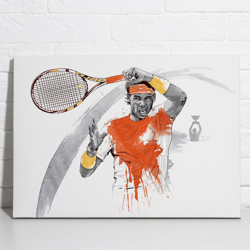 Nadal Roland Garros Canvas Wall Art | Watercolour Sports Illustration