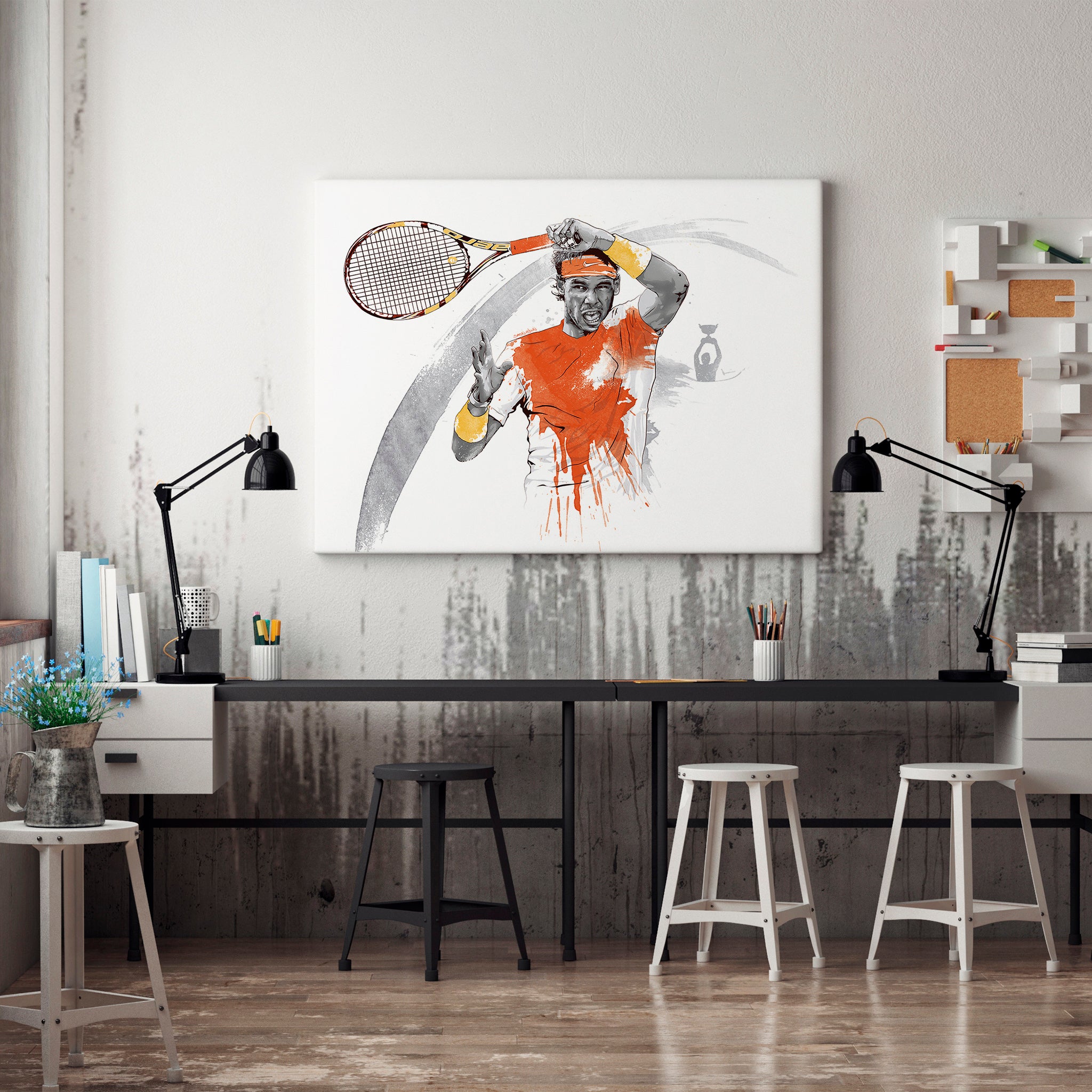 Nadal Roland Garros Canvas Wall Art | Watercolour Sports Illustration