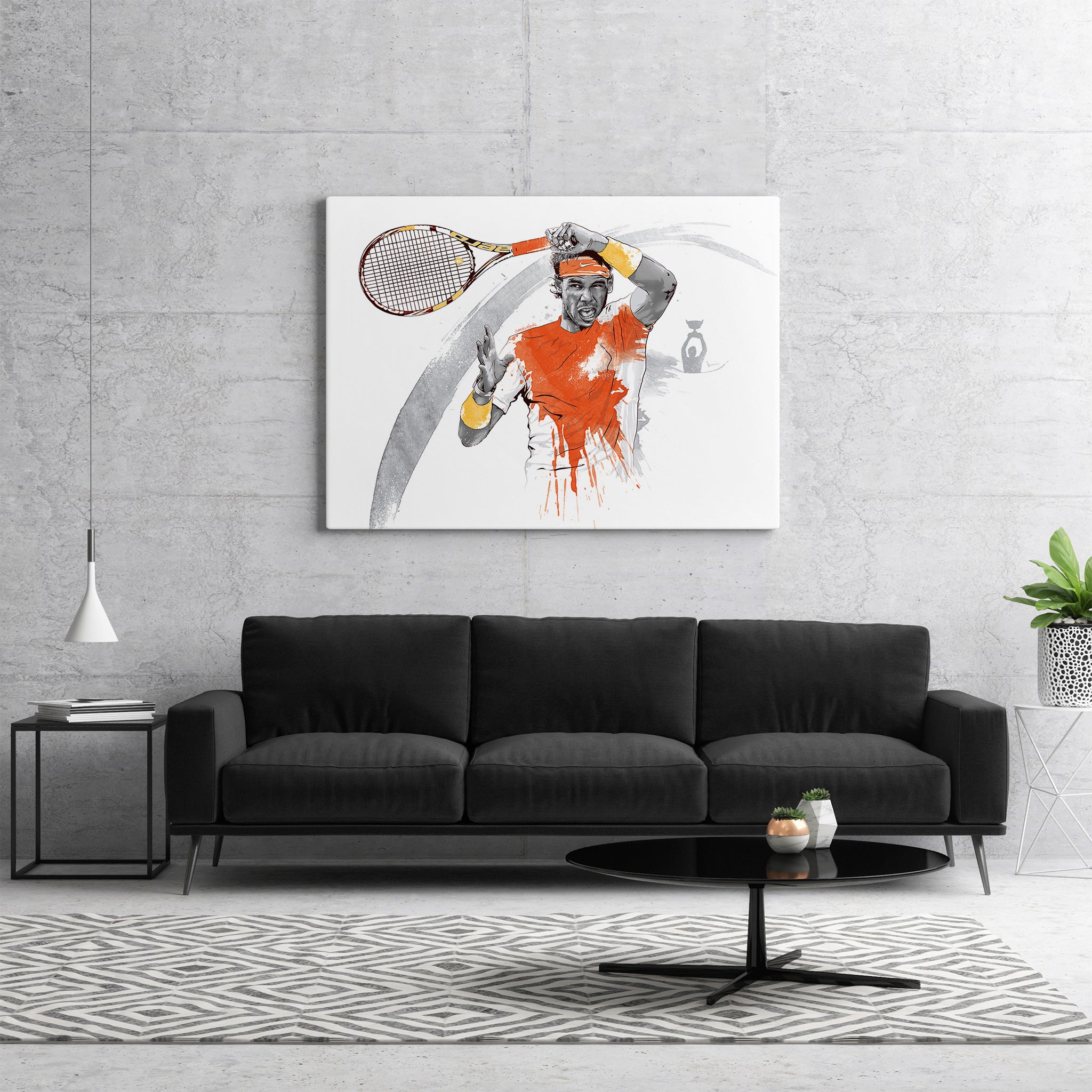 Nadal Roland Garros Canvas Wall Art | Watercolour Sports Illustration