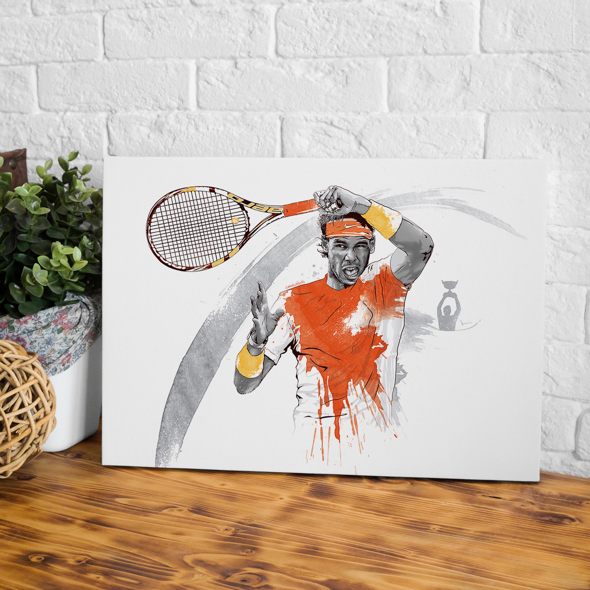 Nadal Roland Garros Canvas Wall Art | Watercolour Sports Illustration