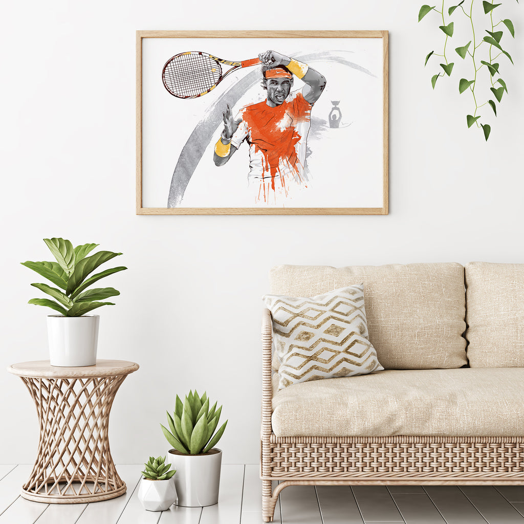 Nadal poster Illustrated Tennis Poster Print - Watercolour Sports Art - Tennis Fan Art Gift