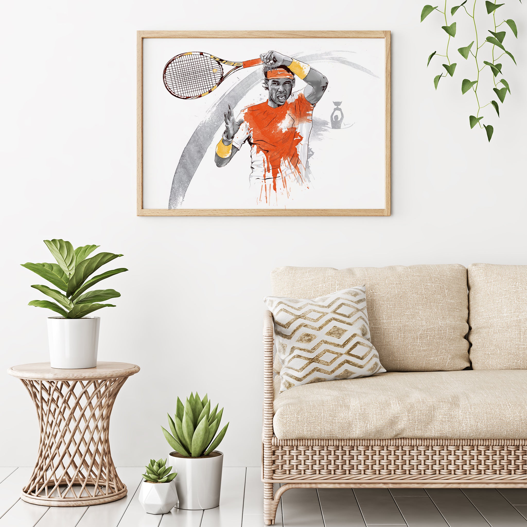 Nadal poster Illustrated Tennis Poster Print - Watercolour Sports Art - Tennis Fan Art Gift