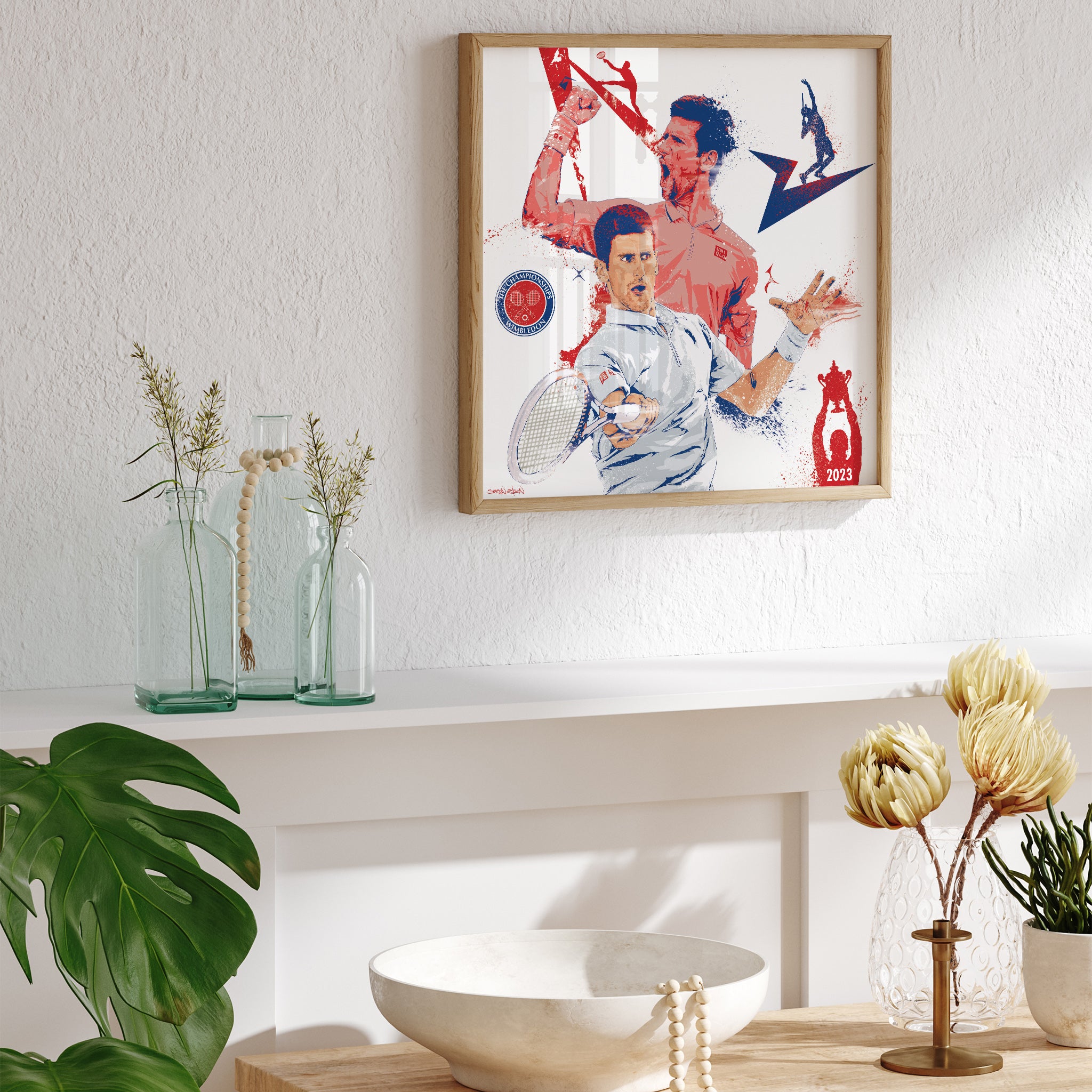 Novak Djokovic Art Print | Wimbledon Champion Illustrated Tennis Poster