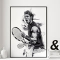 "Rafael Nadal fist pump illustrated art print — Roland Garros tennis wall art poster"