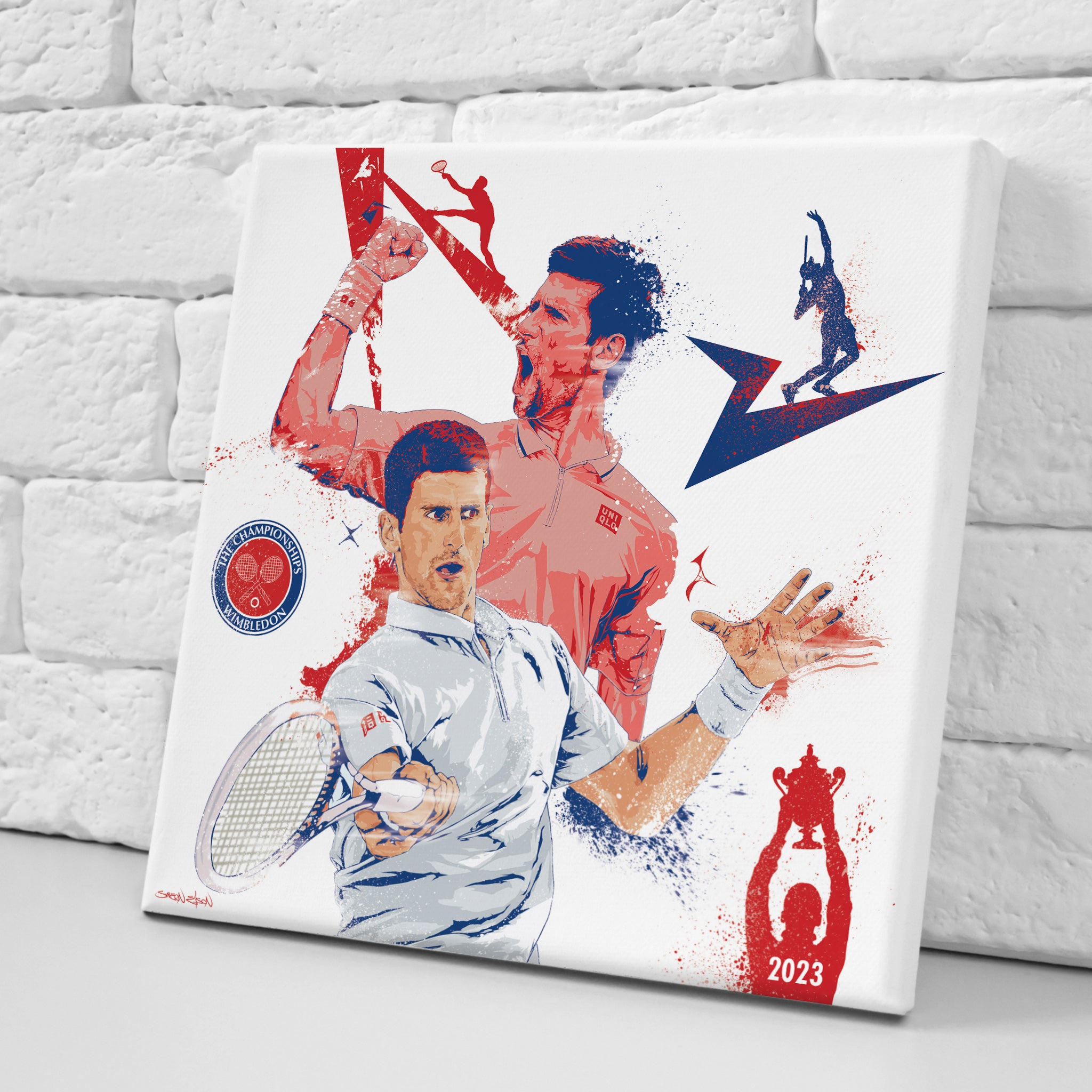 Novak Djokovic Illustrated Wimbledon Tennis art & Sports Graphic Canvas