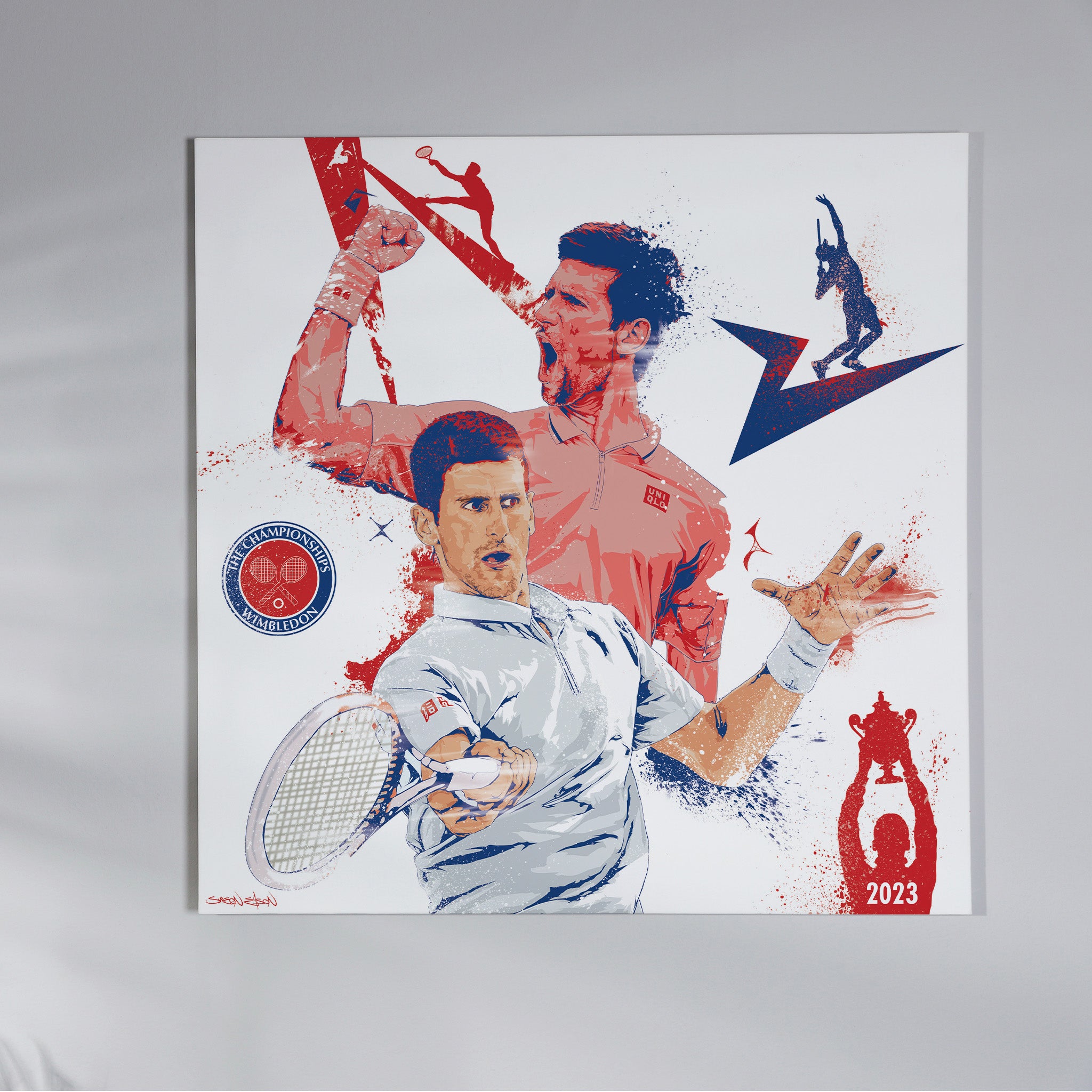 Novak Djokovic Illustrated Wimbledon Tennis art & Sports Graphic Canvas