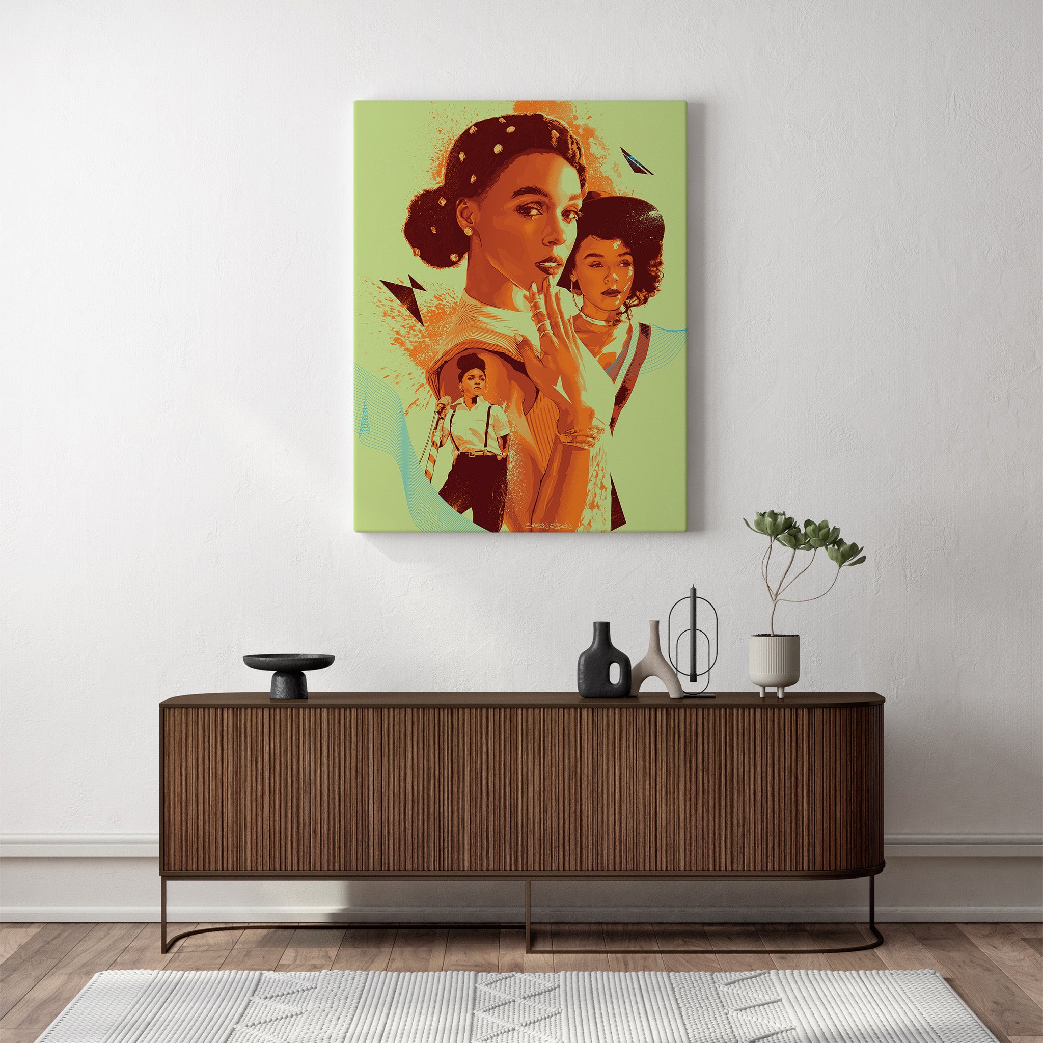 Janelle Monáe Canvas Print | Music Wall Art | Illustrated Fan Art