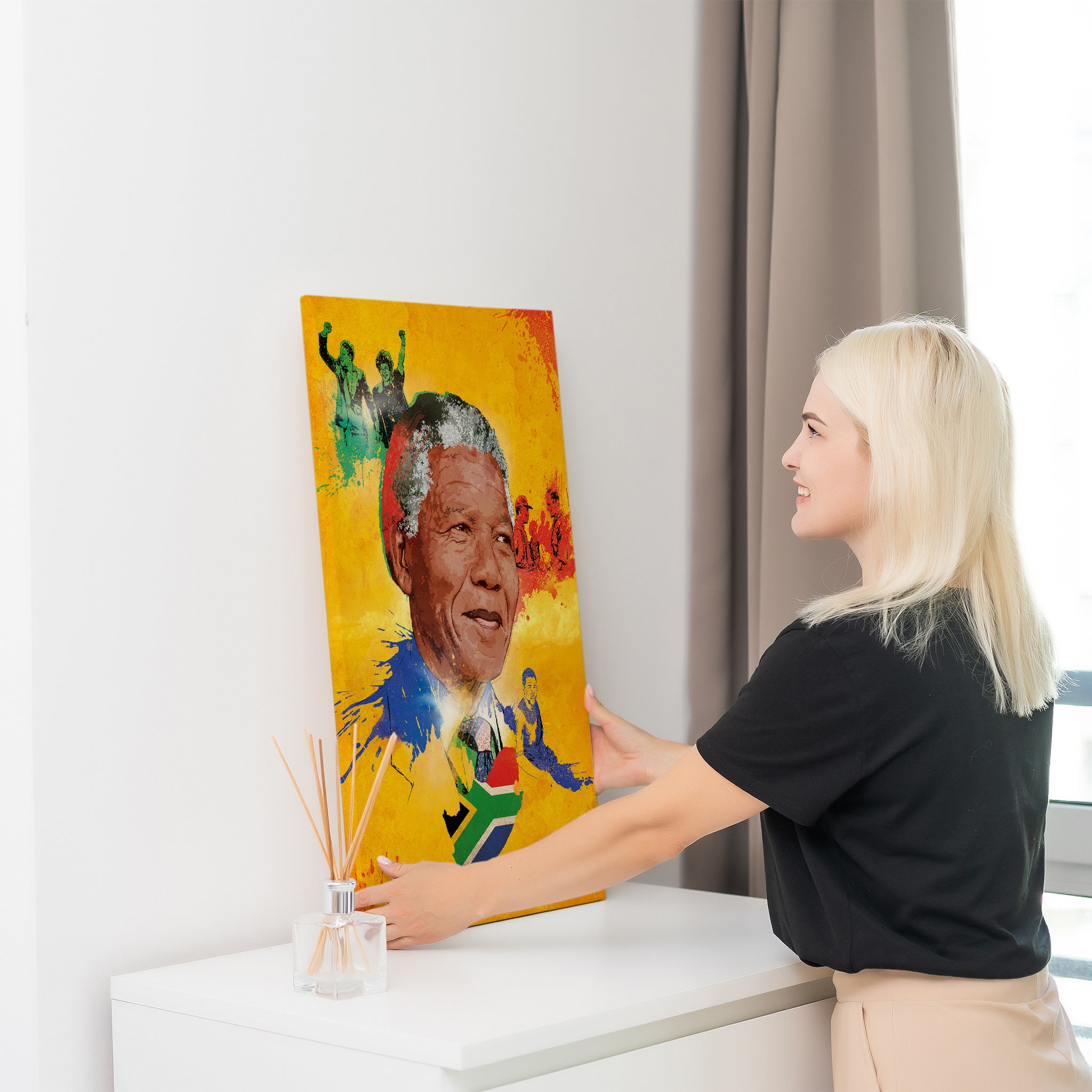 Nelson Mandela Illustrated Canvas Mural | Art Print